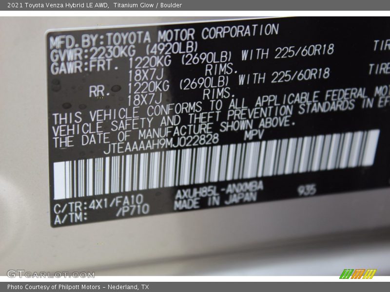 Titanium Glow / Boulder 2021 Toyota Venza Hybrid LE AWD