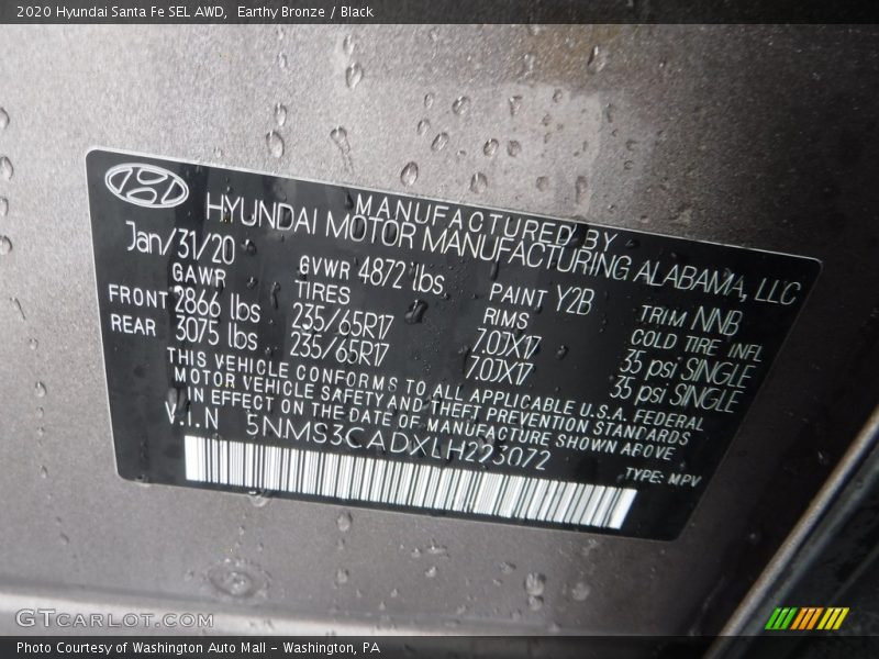 Earthy Bronze / Black 2020 Hyundai Santa Fe SEL AWD