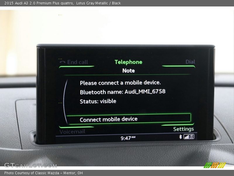 Lotus Gray Metallic / Black 2015 Audi A3 2.0 Premium Plus quattro