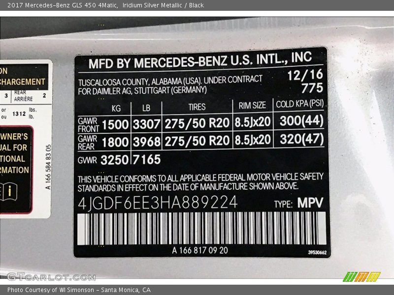 Iridium Silver Metallic / Black 2017 Mercedes-Benz GLS 450 4Matic