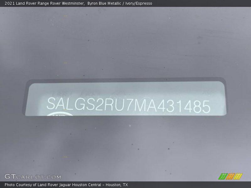 Byron Blue Metallic / Ivory/Espresso 2021 Land Rover Range Rover Westminster