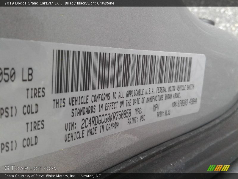 Billet / Black/Light Graystone 2019 Dodge Grand Caravan SXT