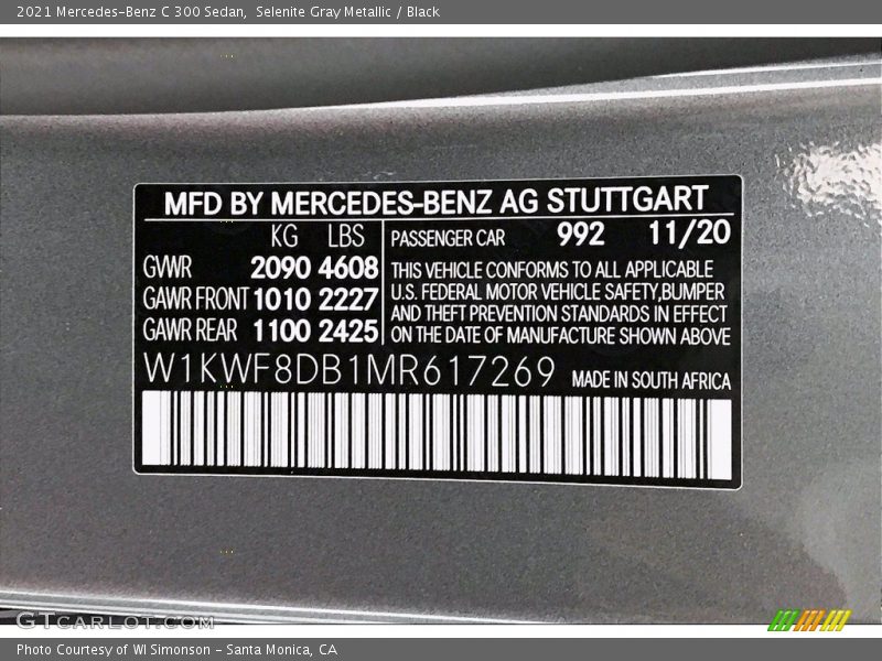 Selenite Gray Metallic / Black 2021 Mercedes-Benz C 300 Sedan