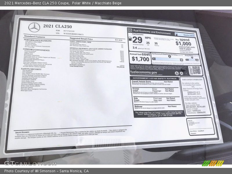 Polar White / Macchiato Beige 2021 Mercedes-Benz CLA 250 Coupe