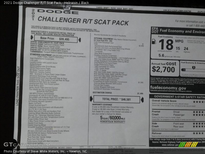 Hellraisin / Black 2021 Dodge Challenger R/T Scat Pack