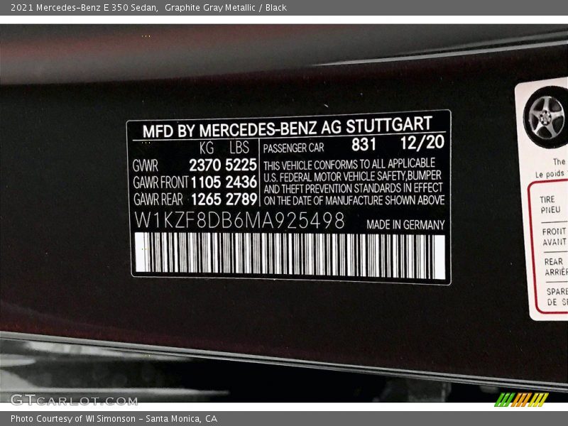 Graphite Gray Metallic / Black 2021 Mercedes-Benz E 350 Sedan