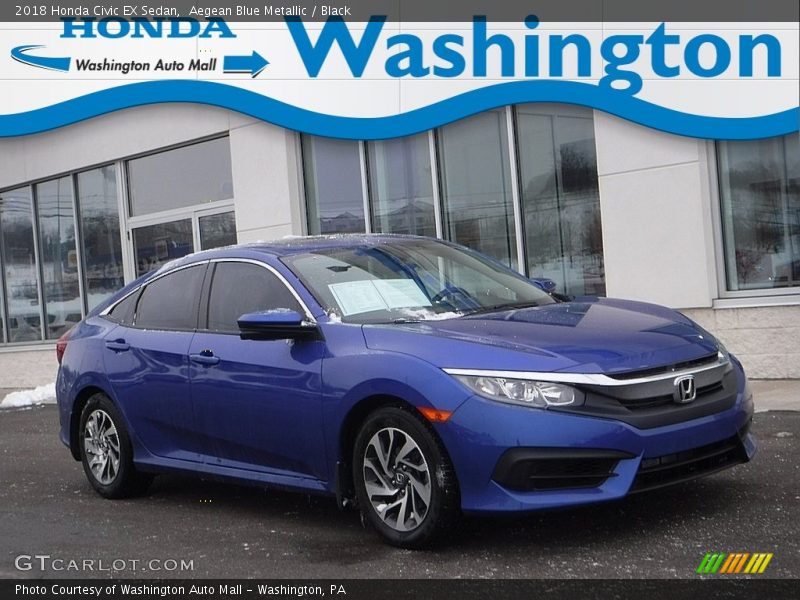 Aegean Blue Metallic / Black 2018 Honda Civic EX Sedan