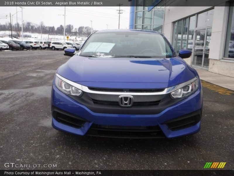 Aegean Blue Metallic / Black 2018 Honda Civic EX Sedan