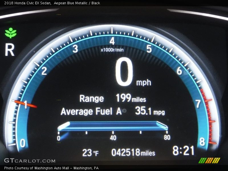 Aegean Blue Metallic / Black 2018 Honda Civic EX Sedan