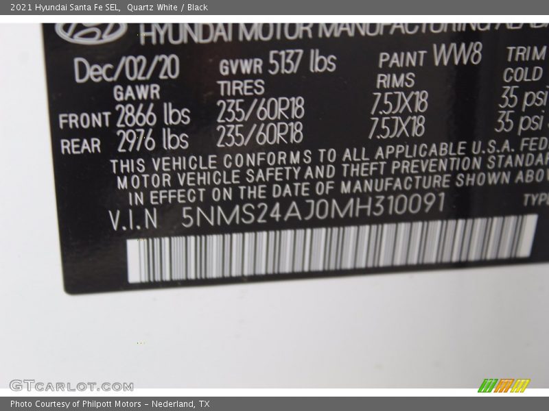 Quartz White / Black 2021 Hyundai Santa Fe SEL