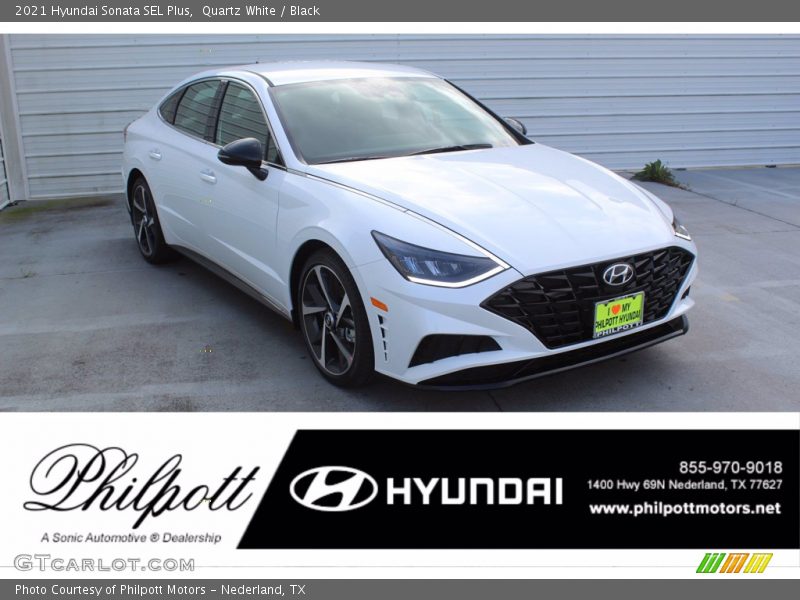 Quartz White / Black 2021 Hyundai Sonata SEL Plus