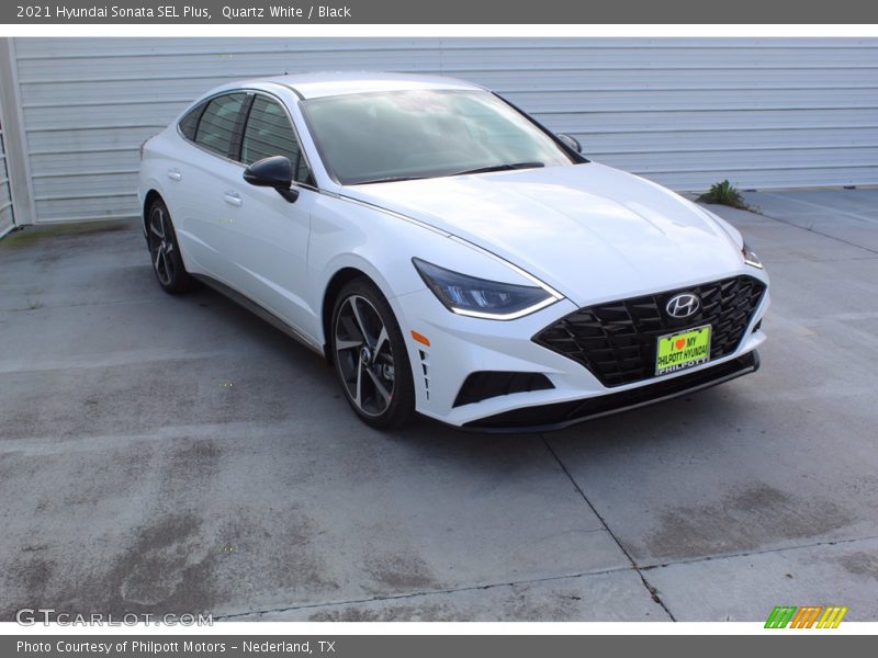Quartz White / Black 2021 Hyundai Sonata SEL Plus