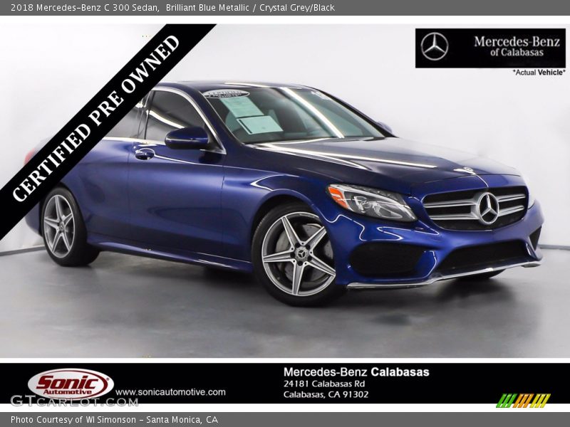 Brilliant Blue Metallic / Crystal Grey/Black 2018 Mercedes-Benz C 300 Sedan
