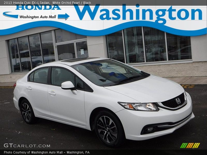 White Orchid Pearl / Black 2013 Honda Civic EX-L Sedan
