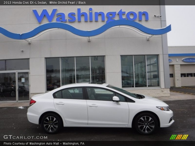 White Orchid Pearl / Black 2013 Honda Civic EX-L Sedan