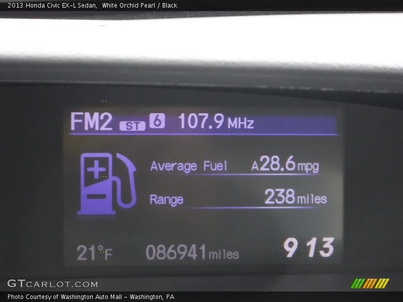 White Orchid Pearl / Black 2013 Honda Civic EX-L Sedan