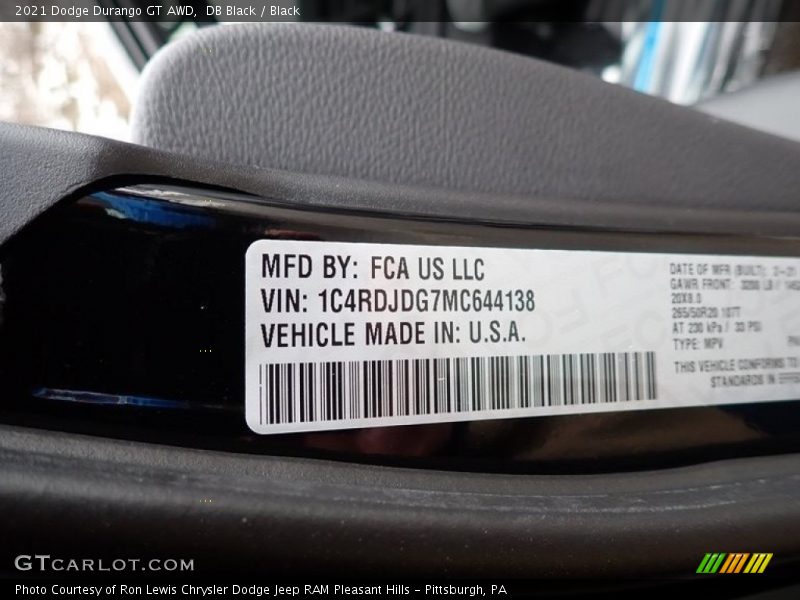 DB Black / Black 2021 Dodge Durango GT AWD