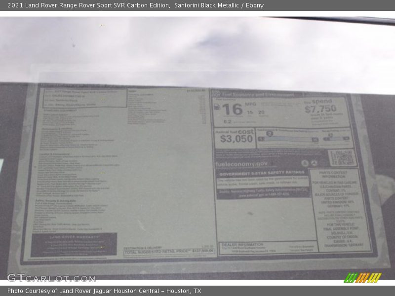 Santorini Black Metallic / Ebony 2021 Land Rover Range Rover Sport SVR Carbon Edition