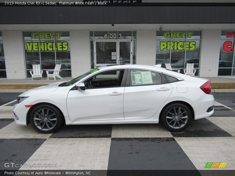 Platinum White Pearl / Black 2019 Honda Civic EX-L Sedan