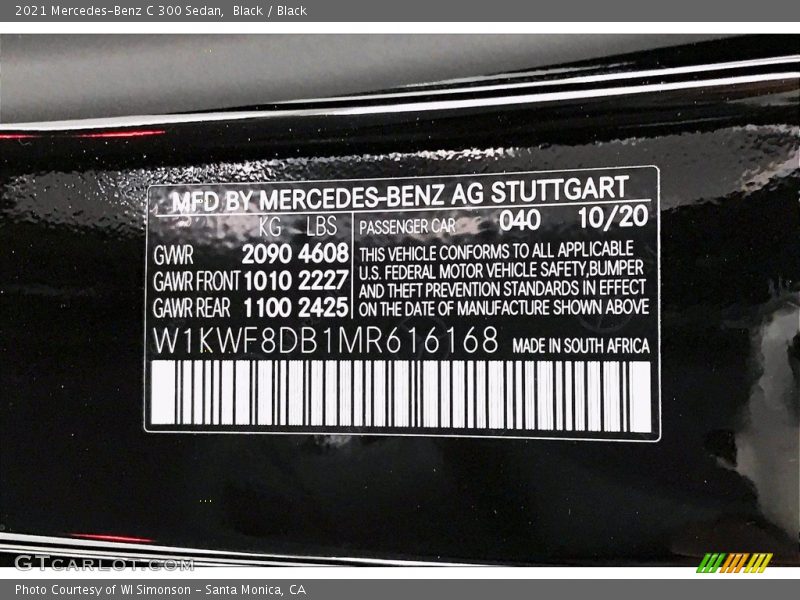 Black / Black 2021 Mercedes-Benz C 300 Sedan