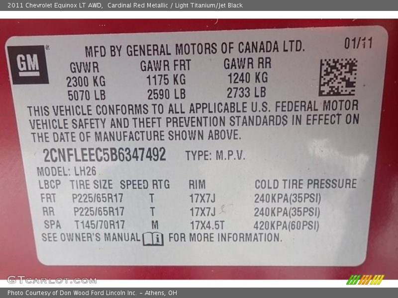 Cardinal Red Metallic / Light Titanium/Jet Black 2011 Chevrolet Equinox LT AWD