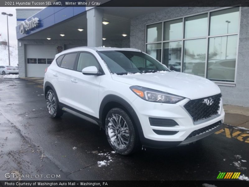 Winter White / Gray 2021 Hyundai Tucson SEL AWD