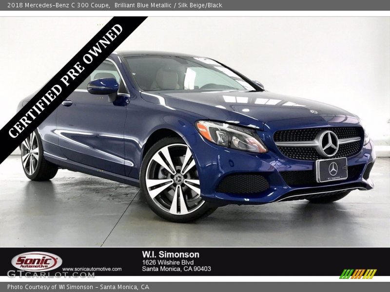 Brilliant Blue Metallic / Silk Beige/Black 2018 Mercedes-Benz C 300 Coupe