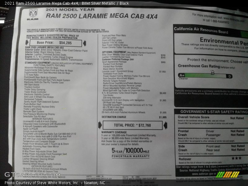 Billet Silver Metallic / Black 2021 Ram 2500 Laramie Mega Cab 4x4