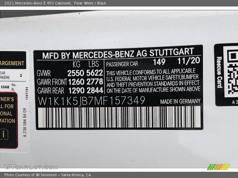 Polar White / Black 2021 Mercedes-Benz E 450 Cabriolet