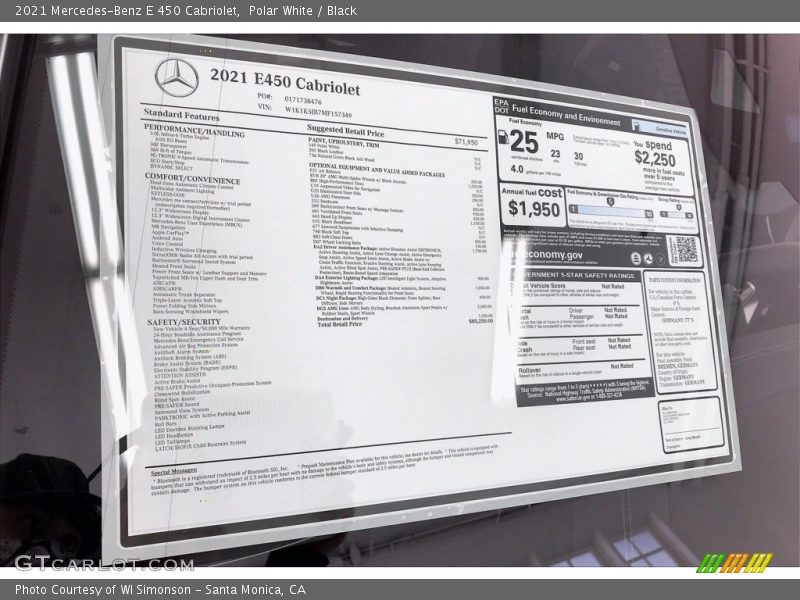 Polar White / Black 2021 Mercedes-Benz E 450 Cabriolet