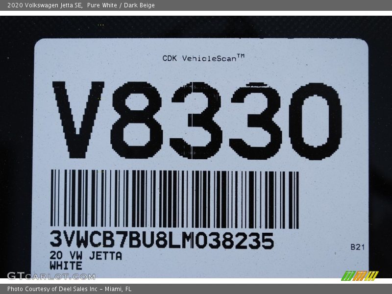 Pure White / Dark Beige 2020 Volkswagen Jetta SE