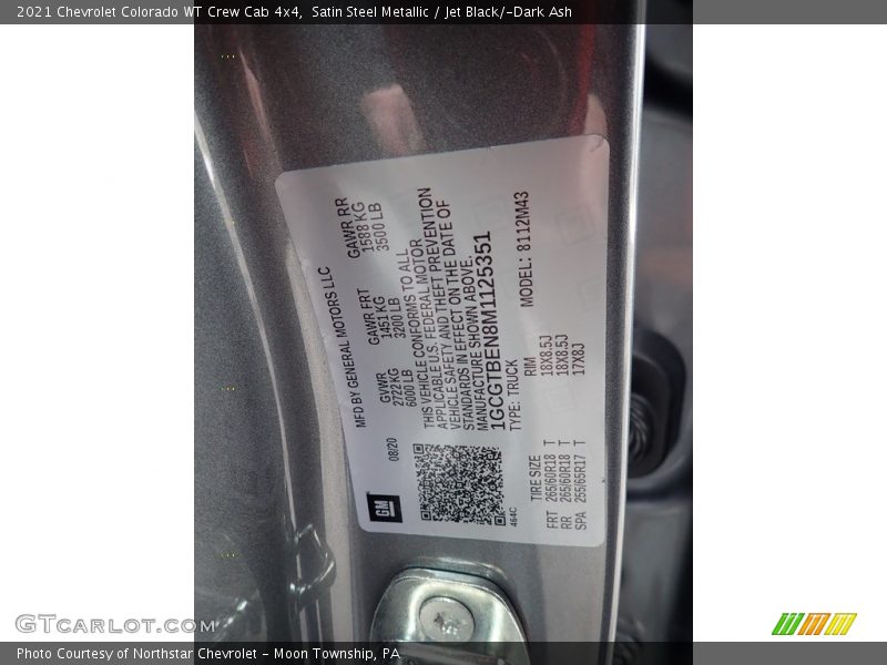 Satin Steel Metallic / Jet Black/­Dark Ash 2021 Chevrolet Colorado WT Crew Cab 4x4