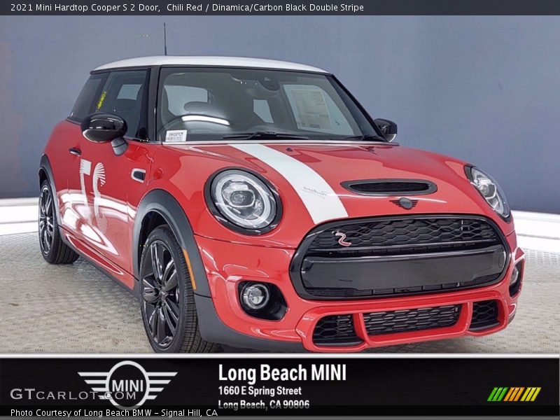 Chili Red / Dinamica/Carbon Black Double Stripe 2021 Mini Hardtop Cooper S 2 Door