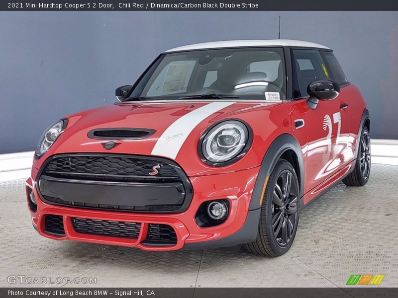 Chili Red / Dinamica/Carbon Black Double Stripe 2021 Mini Hardtop Cooper S 2 Door