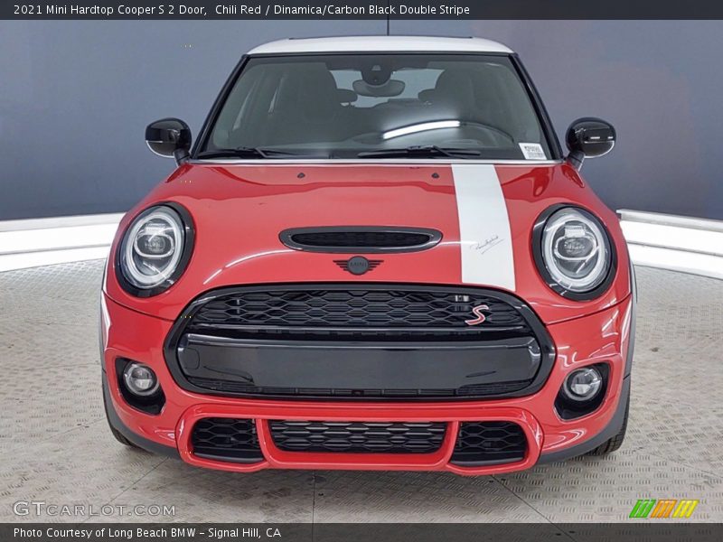 Chili Red / Dinamica/Carbon Black Double Stripe 2021 Mini Hardtop Cooper S 2 Door