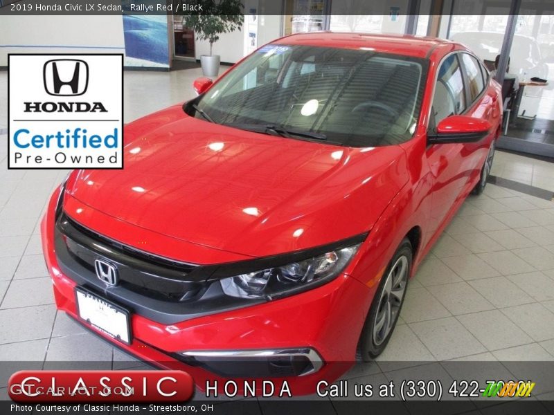 Rallye Red / Black 2019 Honda Civic LX Sedan