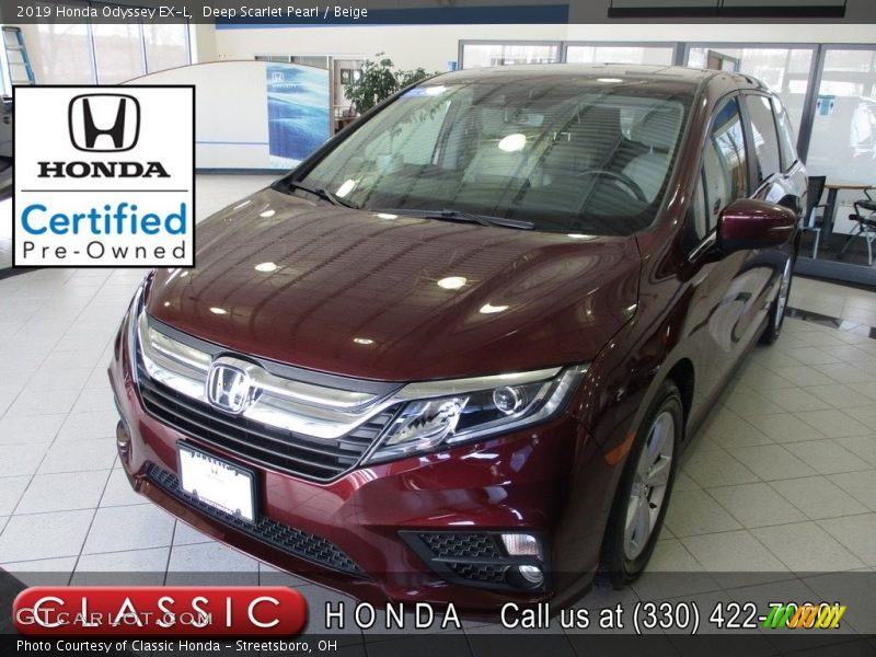 Deep Scarlet Pearl / Beige 2019 Honda Odyssey EX-L