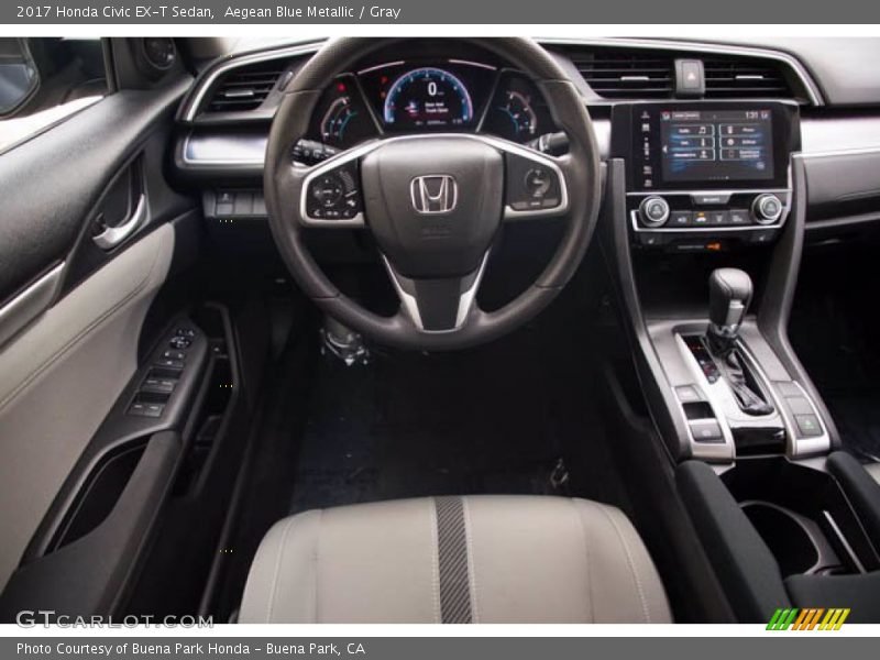 Aegean Blue Metallic / Gray 2017 Honda Civic EX-T Sedan