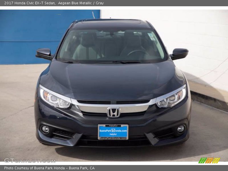 Aegean Blue Metallic / Gray 2017 Honda Civic EX-T Sedan