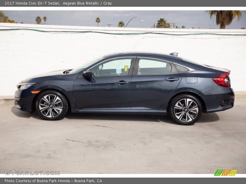 Aegean Blue Metallic / Gray 2017 Honda Civic EX-T Sedan