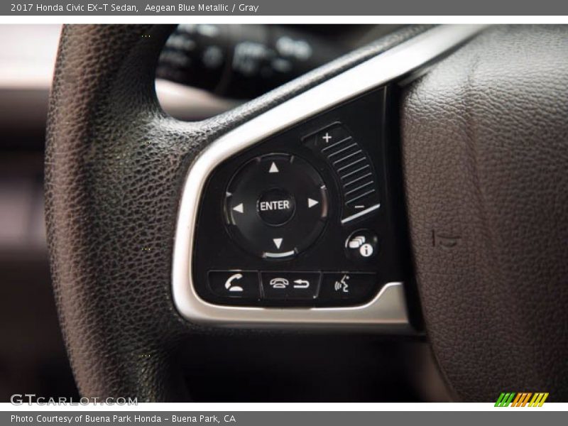 Aegean Blue Metallic / Gray 2017 Honda Civic EX-T Sedan