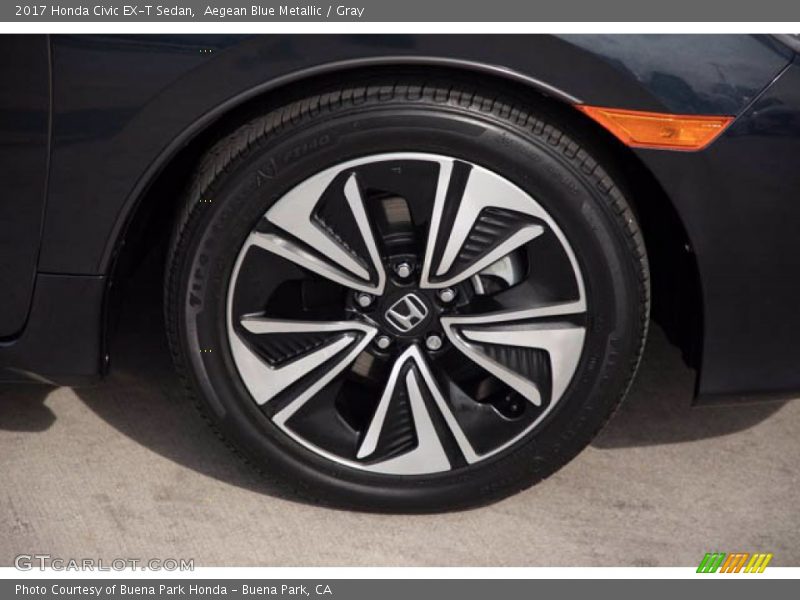 Aegean Blue Metallic / Gray 2017 Honda Civic EX-T Sedan