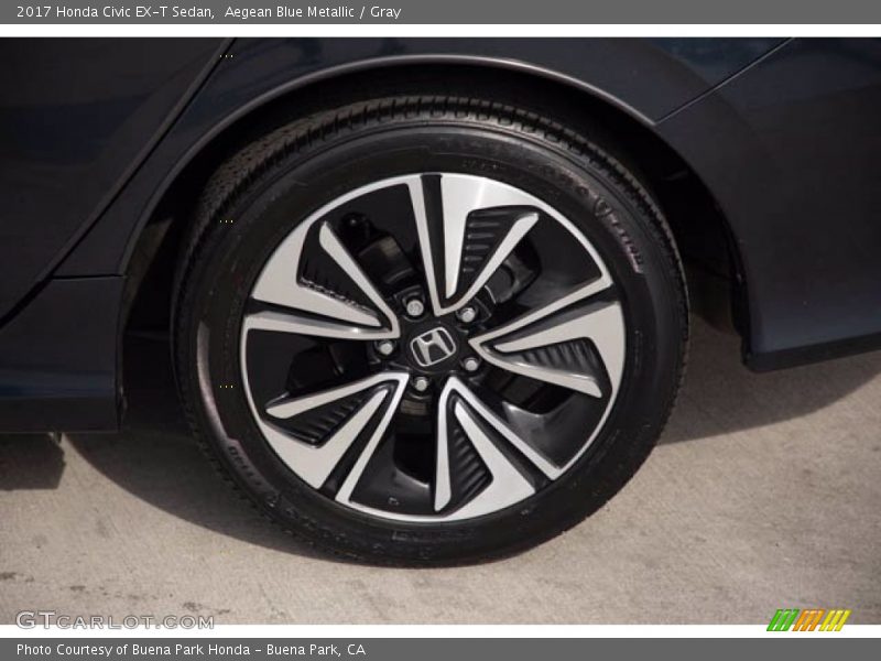 Aegean Blue Metallic / Gray 2017 Honda Civic EX-T Sedan