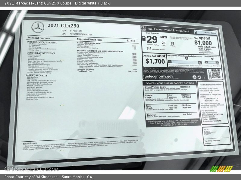 Digital White / Black 2021 Mercedes-Benz CLA 250 Coupe