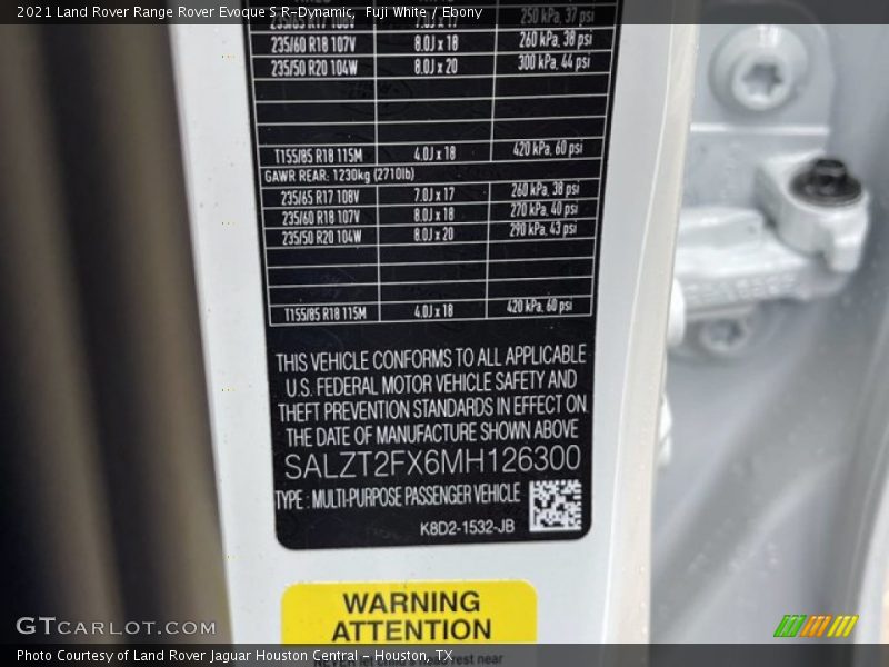 Fuji White / Ebony 2021 Land Rover Range Rover Evoque S R-Dynamic
