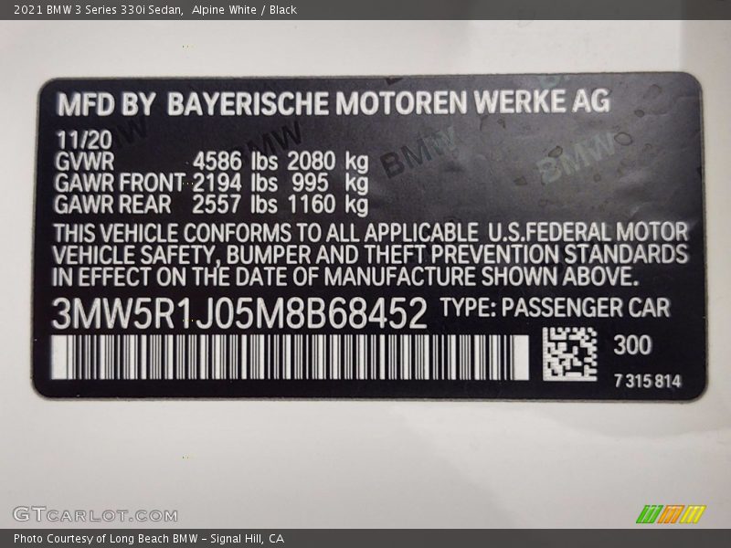 Alpine White / Black 2021 BMW 3 Series 330i Sedan