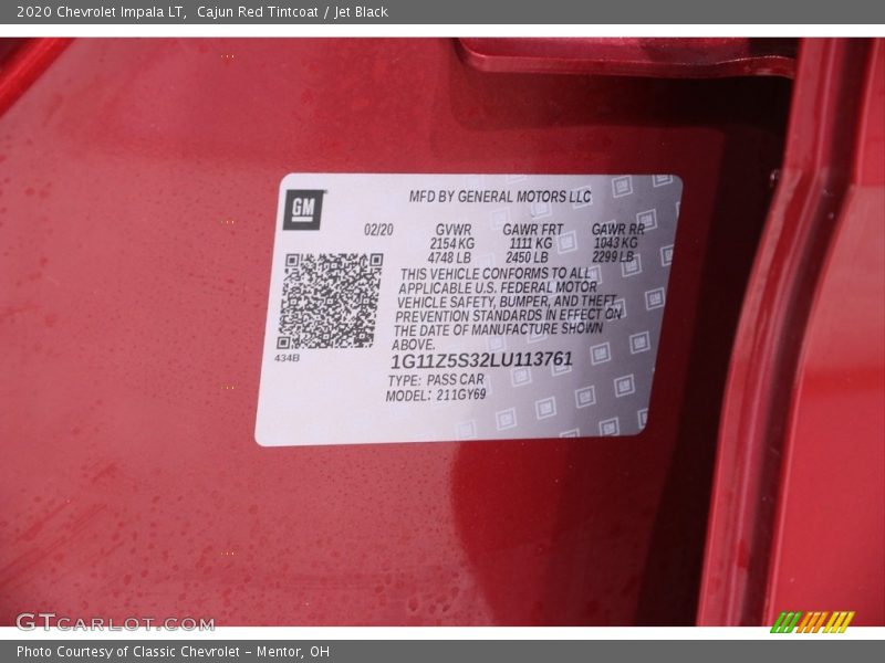 Cajun Red Tintcoat / Jet Black 2020 Chevrolet Impala LT