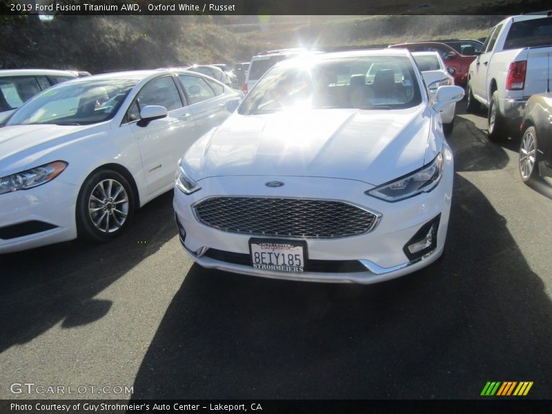 Oxford White / Russet 2019 Ford Fusion Titanium AWD