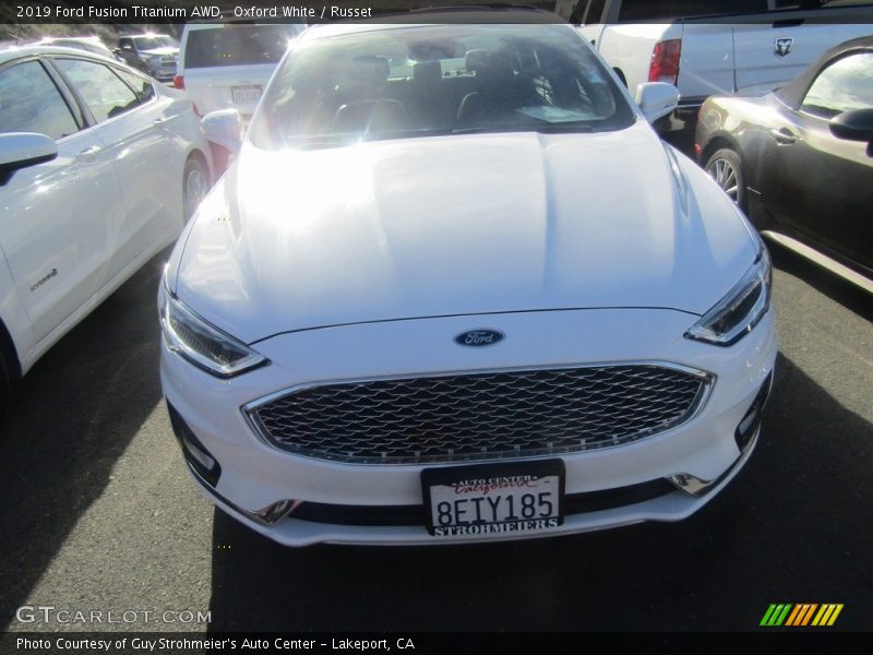 Oxford White / Russet 2019 Ford Fusion Titanium AWD