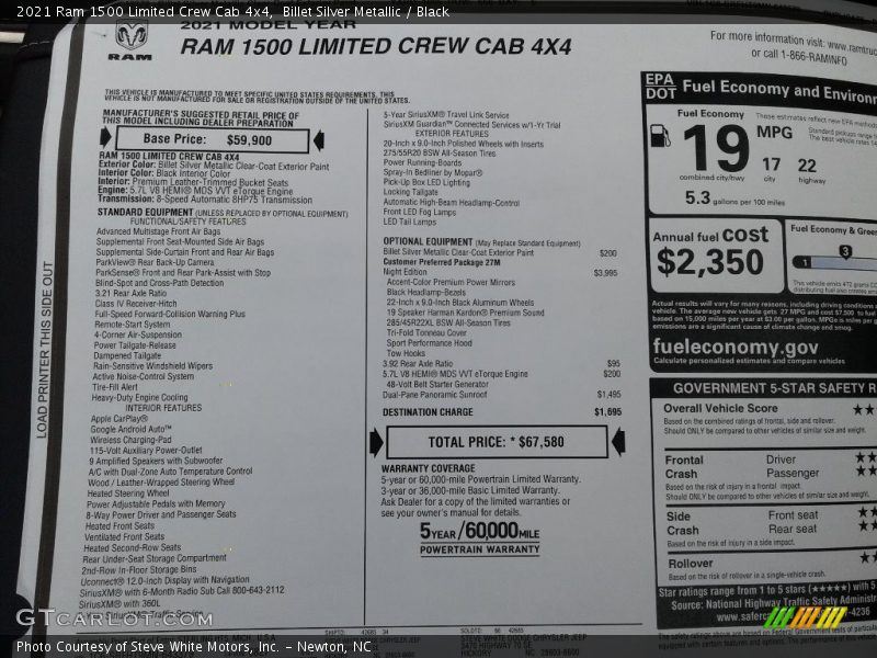 Billet Silver Metallic / Black 2021 Ram 1500 Limited Crew Cab 4x4